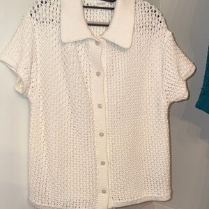 Haven Well Within organic cotton sweater white cream color size large new